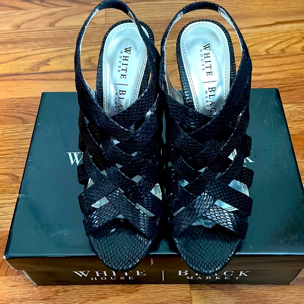 White House Black Market snakeskin heels